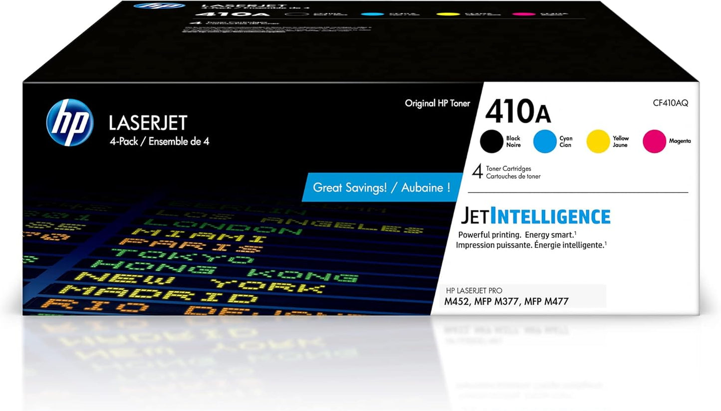 HP 410A Black, Cyan, Magenta, Yellow Toner Cartridges (4-pack)