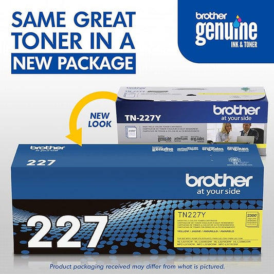 Brother Genuine TN227Y, High Yield Toner Cartridge, Replacement Yellow Toner