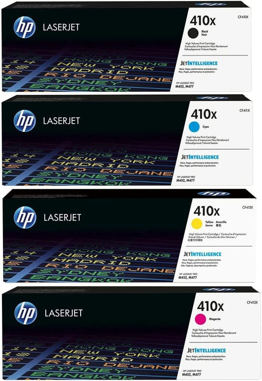 HP 410X Black Magenta Yellow Cyan High-yield Toner Cartridge 4 Pack