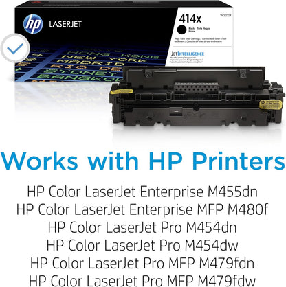 HP 414X High Yield Black Original LaserJet Toner Cartridge, ~7,500 pages, W2020X