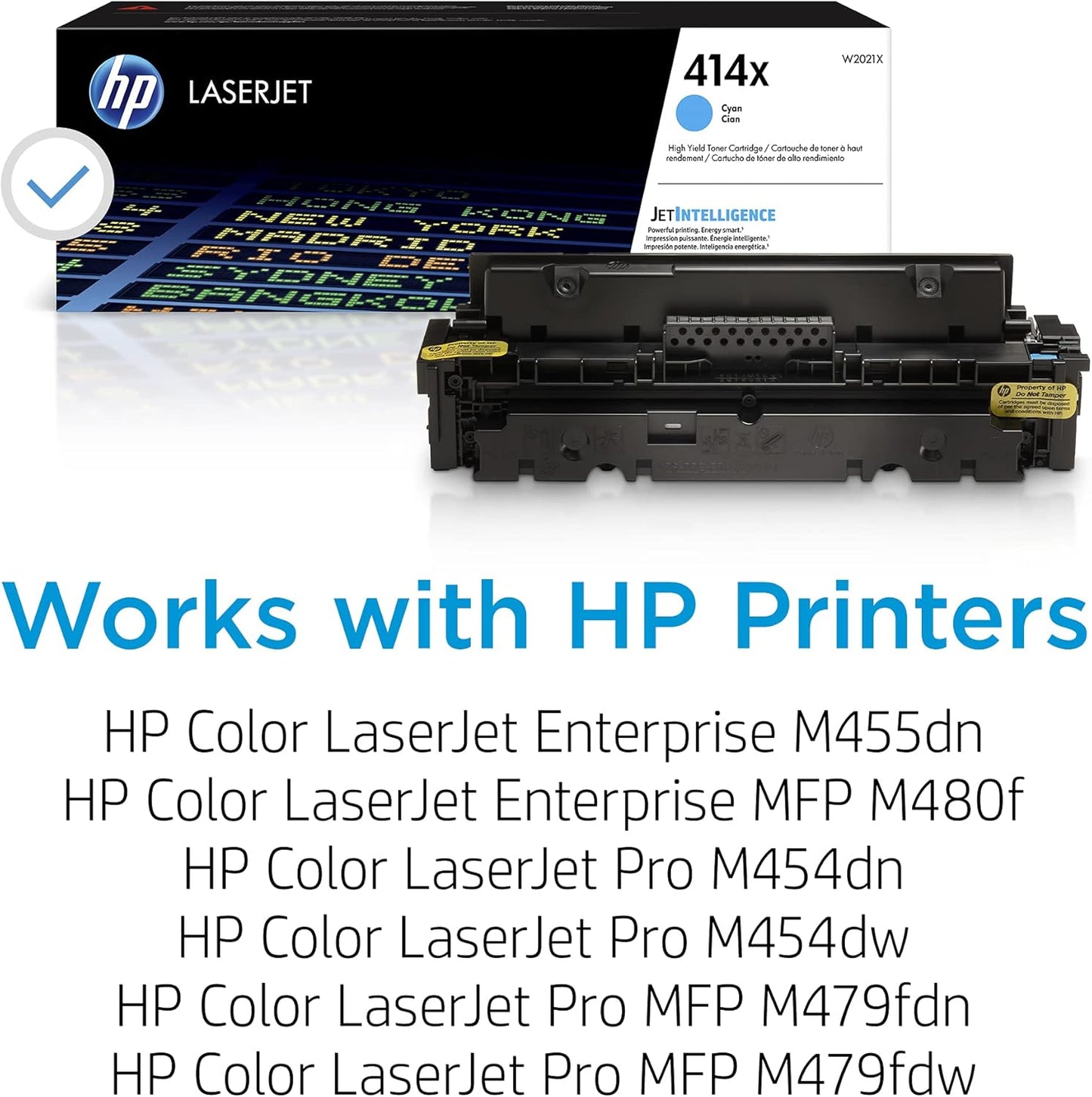 HP 414X High Yield Cyan Original LaserJet Toner Cartridge, ~6,000 pages, W2021X