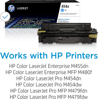 HP 414X High Yield Cyan Original LaserJet Toner Cartridge, ~6,000 pages, W2021X
