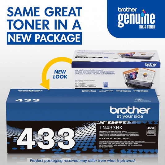 Brother Genuine TN433 Black High Yield Toner