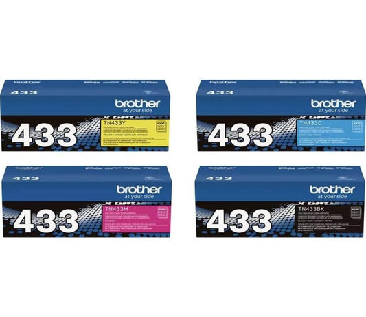 Brother TN433BK, TN433C, TN433M, TN433Y High Yield Black, Cyan, Magenta and Yellow Toner Cartridge Set